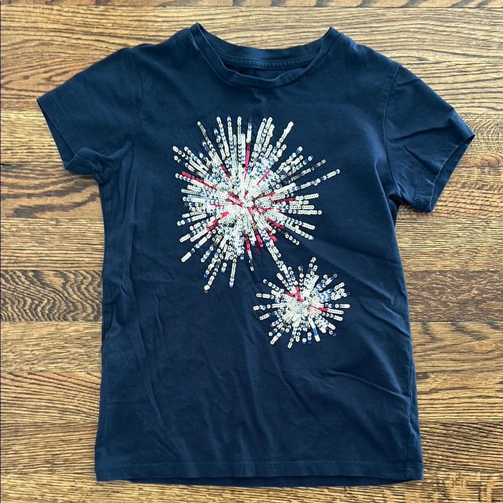 Crewcuts Navy Tee with Sequin Starburst
